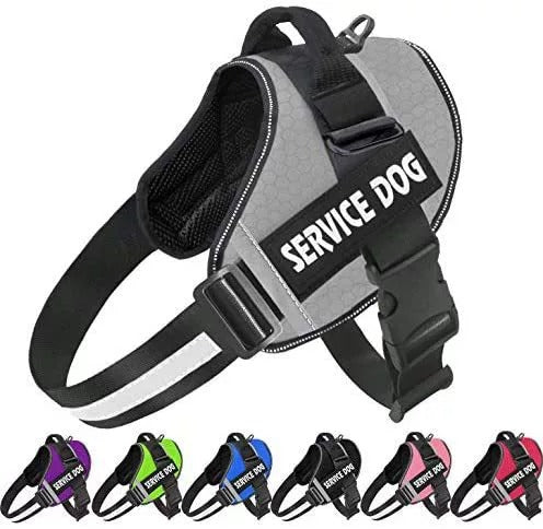 Harnais anti-traction pour chien personnalisable, réfléchissant, gris