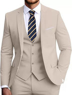 Costume trois pièces homme, veste, gilet et pantalon, six coloris, kaki