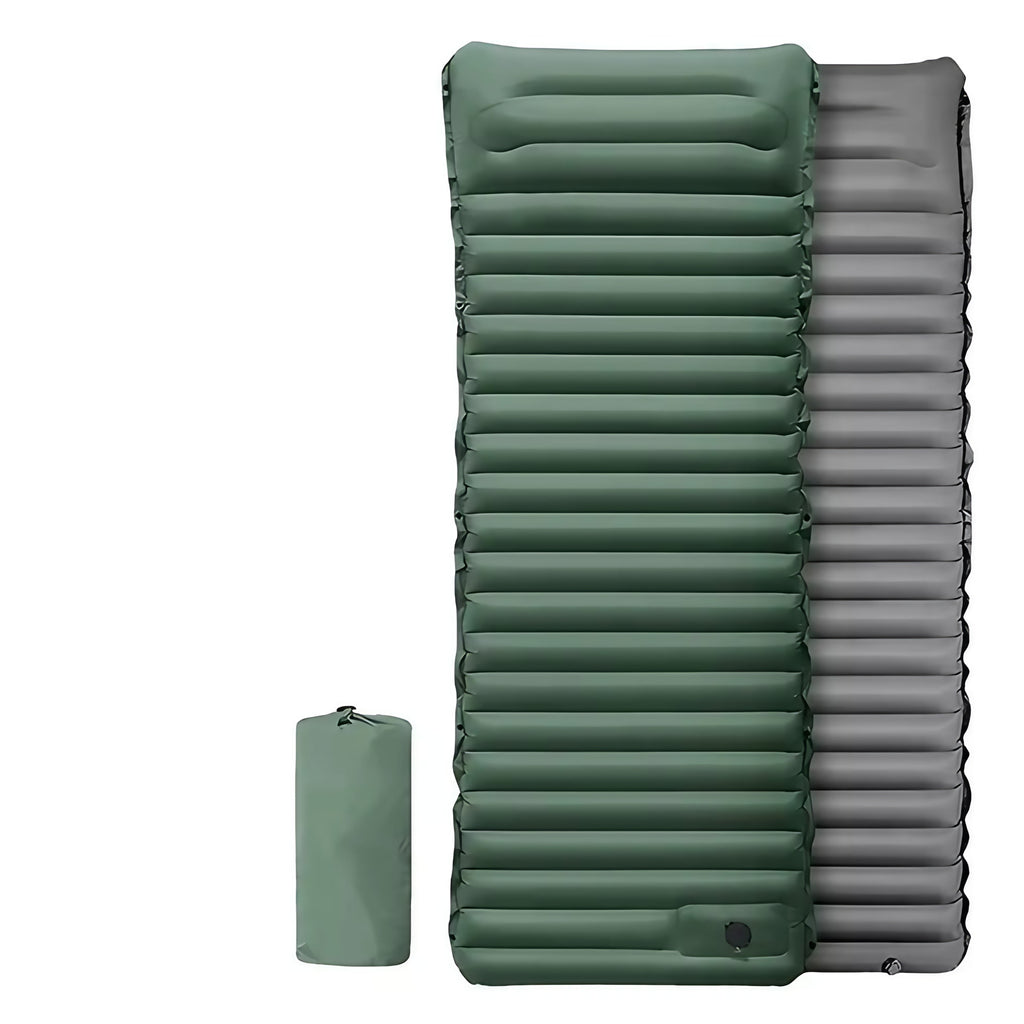 Matelas gonflable avec oreiller intégré, 190 x 66 cm, 950 g, vert