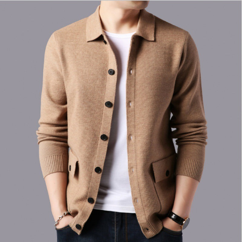 Cardigan homme en tricot, quatre coloris, du S au 3XL, kaki