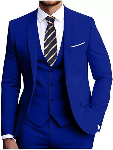 Costume trois pièces homme, veste, gilet et pantalon, six coloris