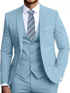 Costume trois pièces homme, veste, gilet et pantalon, six coloris, bleu clair