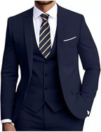 Costume trois pièces homme, veste, gilet et pantalon, six coloris, bleu marine