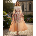 Robe midi fleurie à manches bouffantes et ceinture assortie, kaki