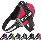 Harnais anti-traction pour chien personnalisable, réfléchissant, rouge