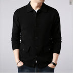 Cardigan homme en tricot, quatre coloris, du S au 3XL, noir