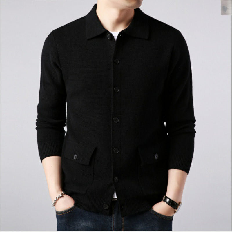 Cardigan homme en tricot, quatre coloris, du S au 3XL, noir
