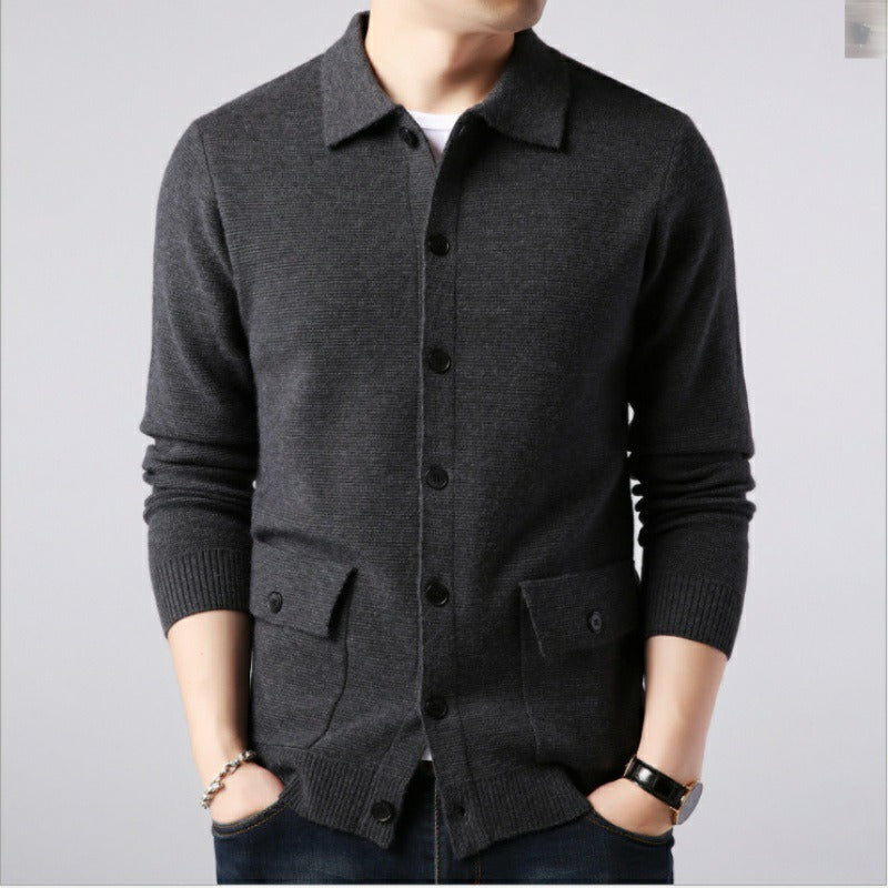 Cardigan homme en tricot, quatre coloris, du S au 3XL, gris