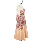 Robe midi fleurie à manches bouffantes et ceinture assortie