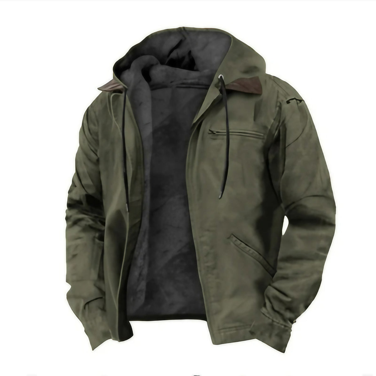 Veste à capuche homme, coupe ajustée, sept coloris, vert militaire