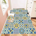 Tapis de cuisine motif zellige, antidérapant et lavable, vert