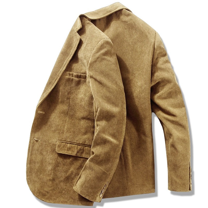 Blazer homme en velours côtelé kaki, doublé, du S au 3XL, kaki