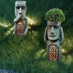 Jardinière sculpture à éclairage LED solaire, trois modèles