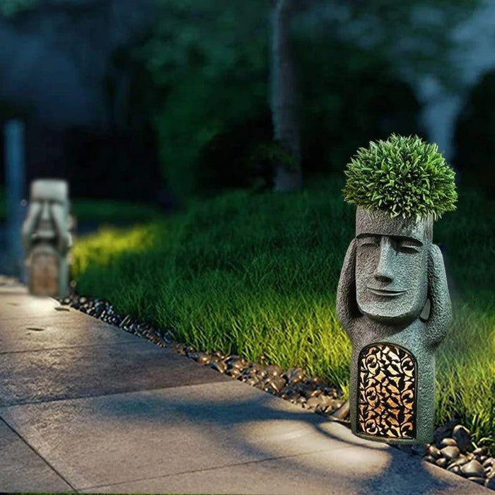Jardinière sculpture à éclairage LED solaire, trois modèles