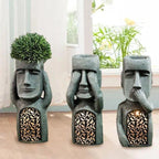 Jardinière sculpture à éclairage LED solaire, trois modèles