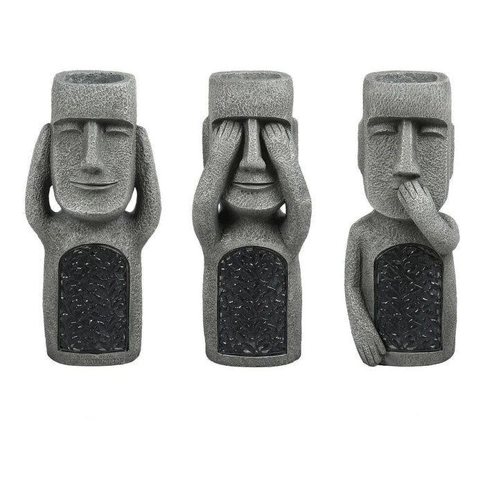 Jardinière sculpture à éclairage LED solaire, trois modèles