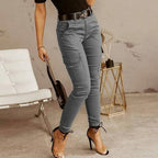 Jean cargo femme à poches, trois coloris, du S au 2XL, gris
