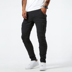 Jean cargo homme extensible, coupe ajustée, du S au 3XL, noir