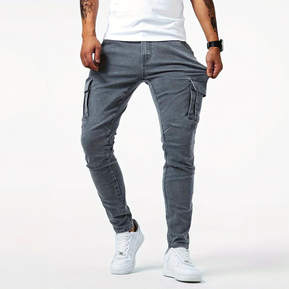 Jean cargo homme extensible, coupe ajustée, du S au 3XL