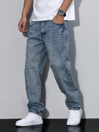 Jean droit homme coupe ample, taille naturelle, quatre teintes