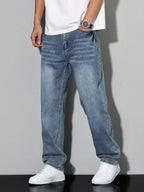 Jean droit homme coupe ample, taille naturelle, quatre teintes