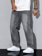 Jean droit homme coupe ample, taille naturelle, quatre teintes