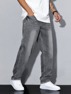 Jean droit homme coupe ample, taille naturelle, quatre teintes