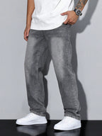 Jean droit homme coupe ample, taille naturelle, quatre teintes