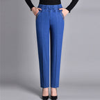 Jean droit femme à taille élastique, du M au 5XL, bleu clair
