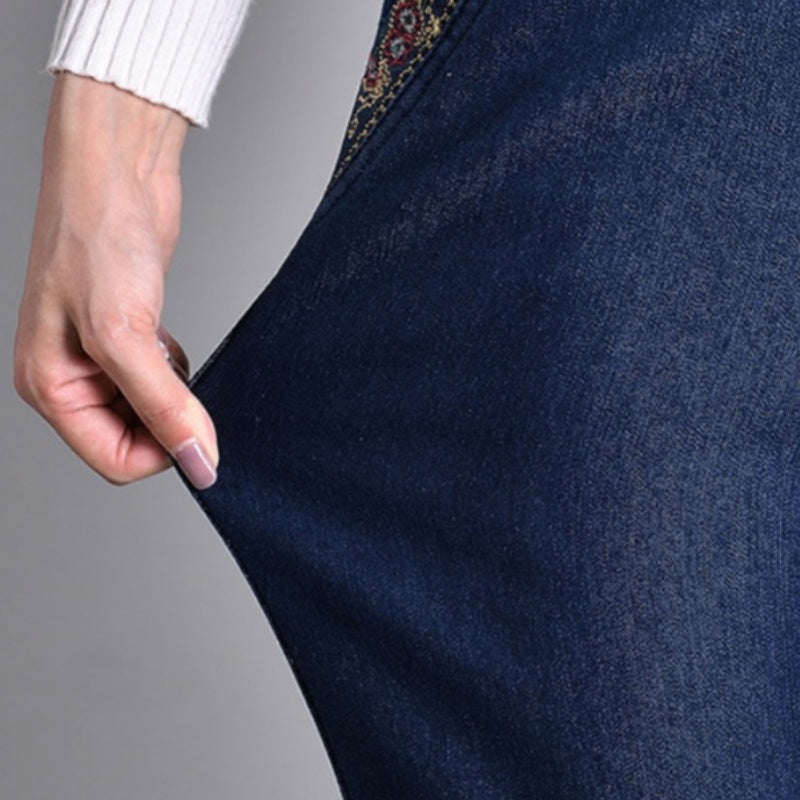 Jean droit femme à taille élastique, du M au 5XL