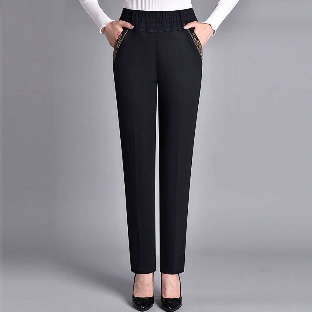 Jean droit femme à taille élastique, du M au 5XL, noir
