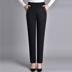 Jean droit femme à taille élastique, du M au 5XL, noir