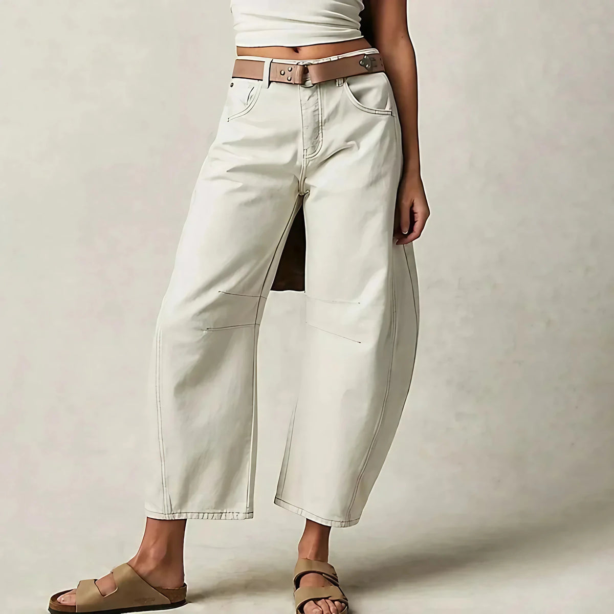 Jean large femme, six coloris, du XS au 3XL, blanc