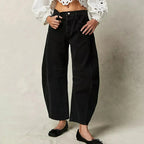 Jean large femme, six coloris, du XS au 3XL, noir