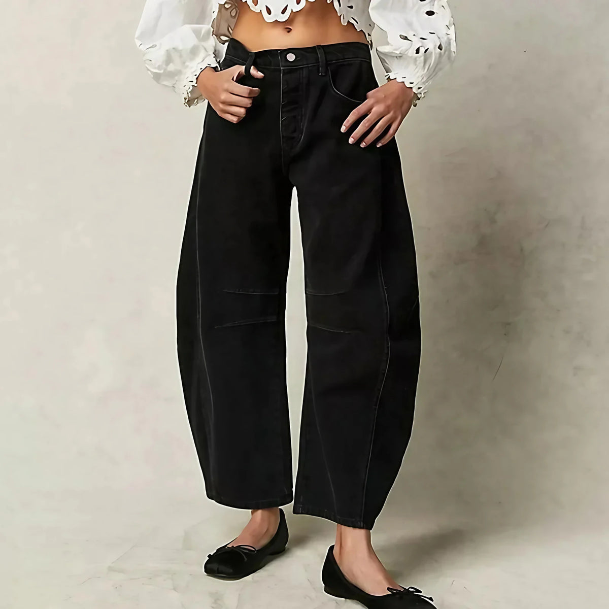 Jean large femme, six coloris, du XS au 3XL, noir
