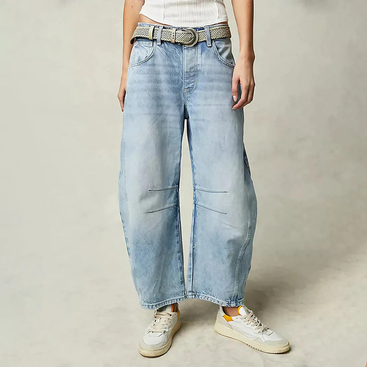 Jean large femme, six coloris, du XS au 3XL, bleu clair