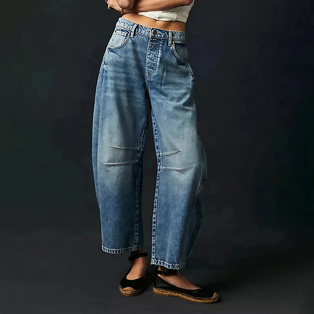 Jean large femme, six coloris, du XS au 3XL, bleu foncé