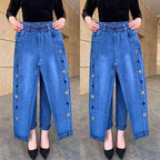 Jean slim femme taille haute élastique, cœur brodé, du M au 4XL