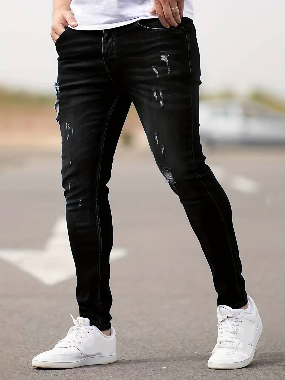 Jean slim homme extensible, huit coloris, du XS au 4XL, graphite