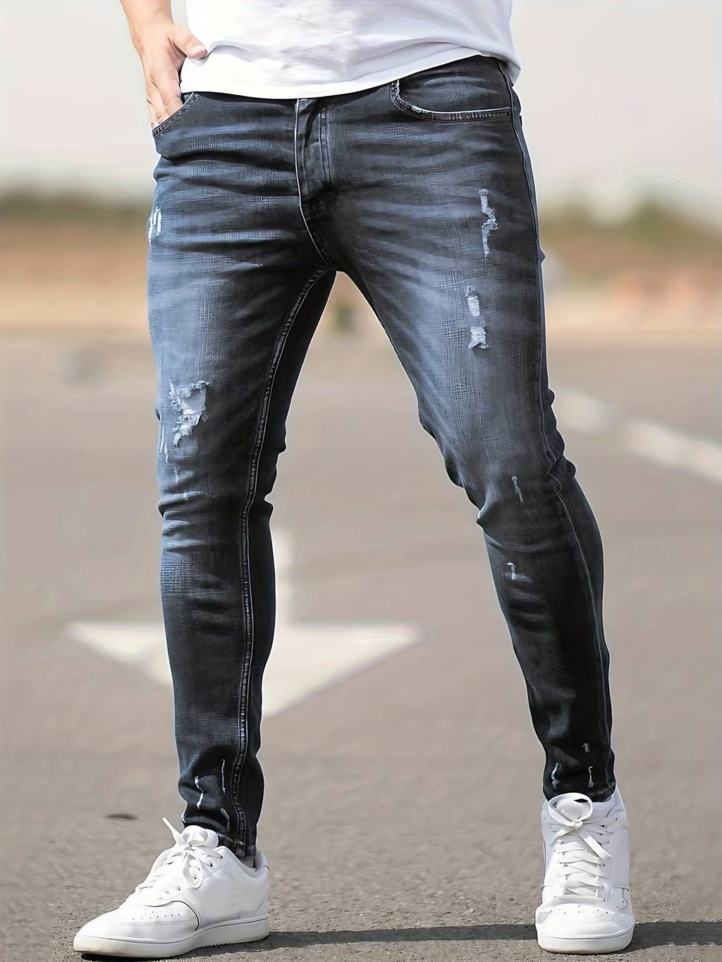 Jean slim homme extensible, huit coloris, du XS au 4XL, gris