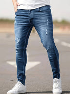 Jean slim homme extensible, huit coloris, du XS au 4XL, bleu clair