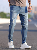 Jean slim homme extensible, huit coloris, du XS au 4XL, bleu vif