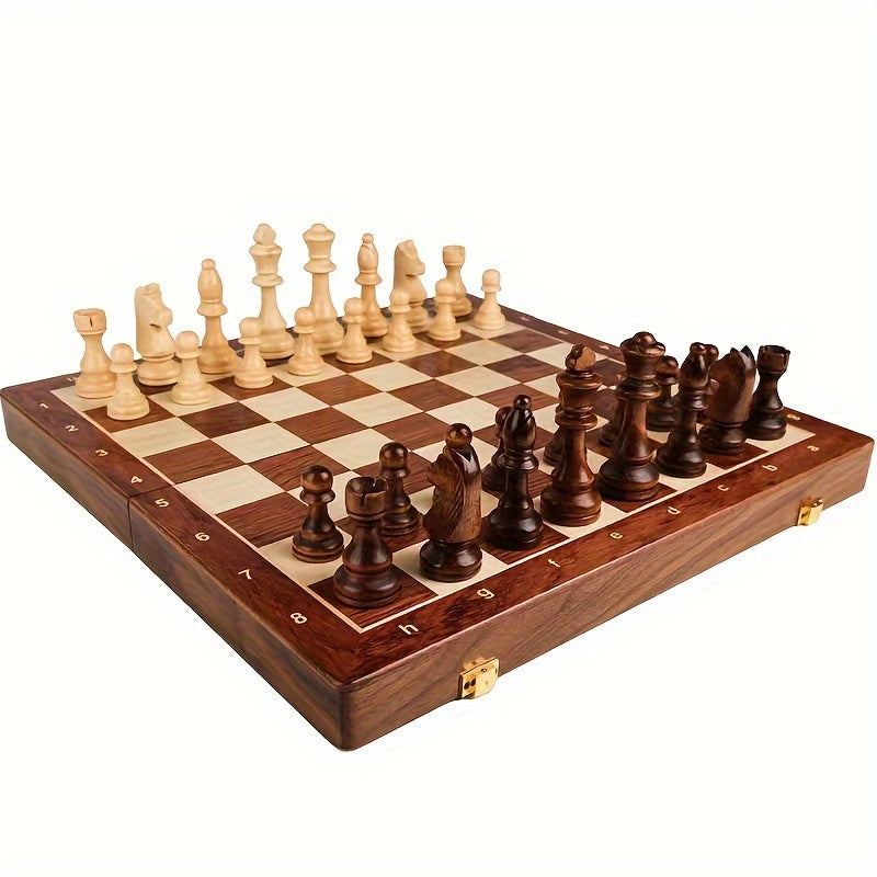 Jeu d'échecs en bois massif avec deux dames supplémentaires
