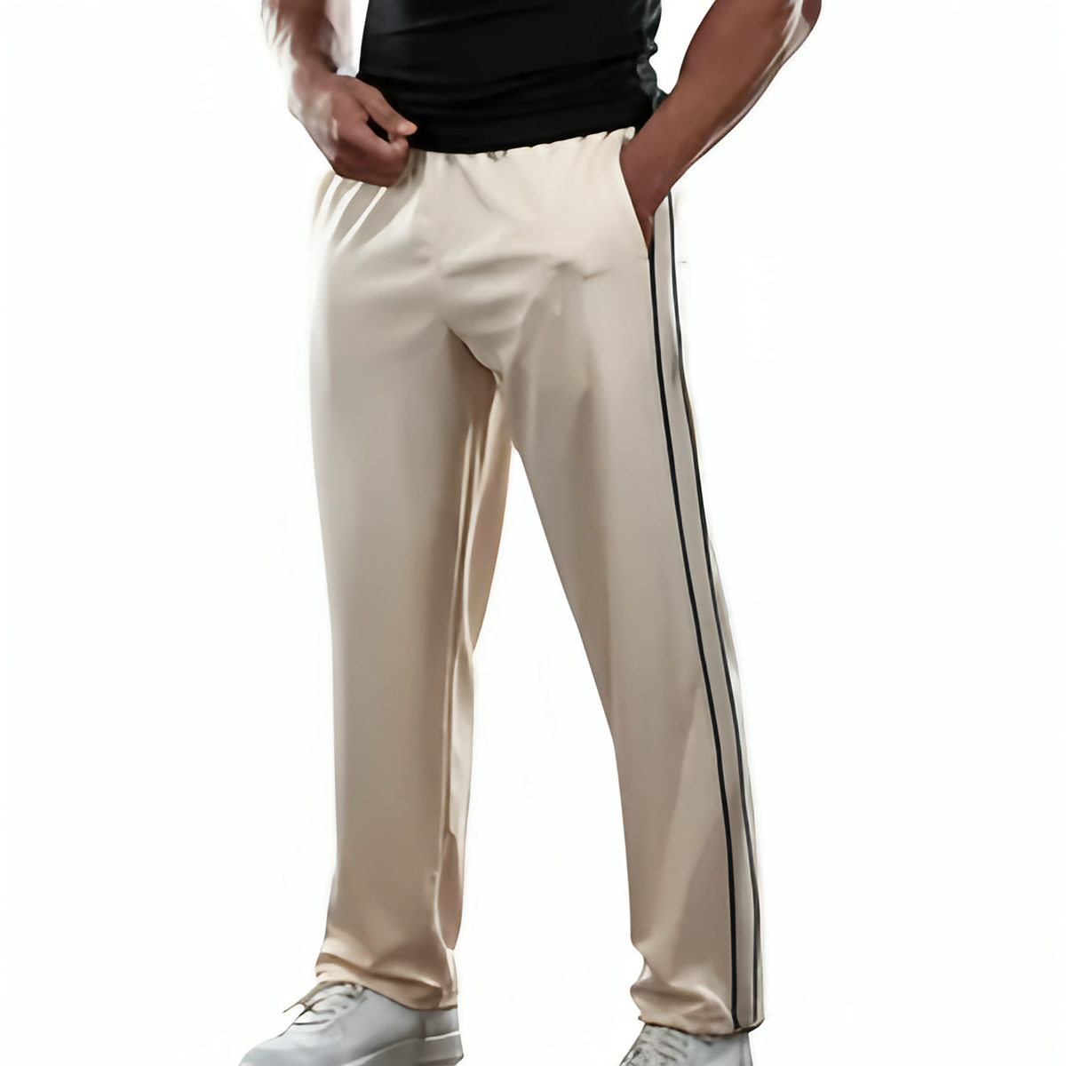 Jogging homme coupe ample, taille élastique à cordon, cinq coloris, kaki