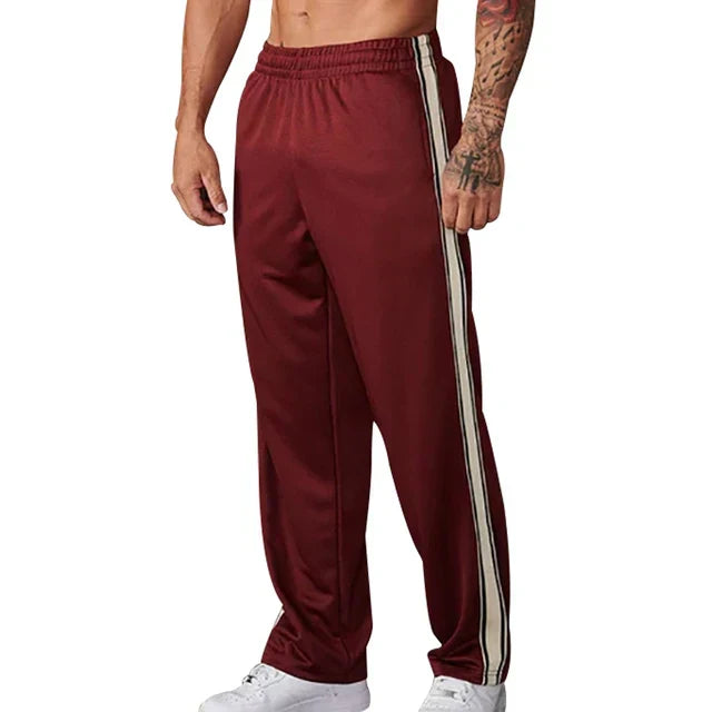Jogging homme coupe ample, taille élastique à cordon, cinq coloris, rouge