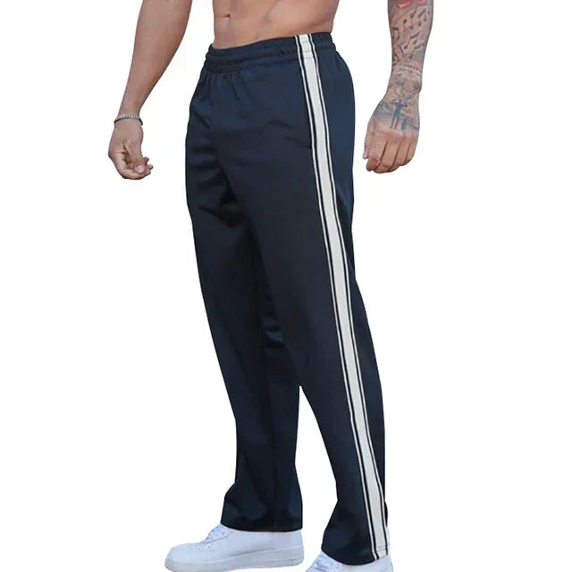 Jogging homme coupe ample, taille élastique à cordon, cinq coloris, bleu foncé