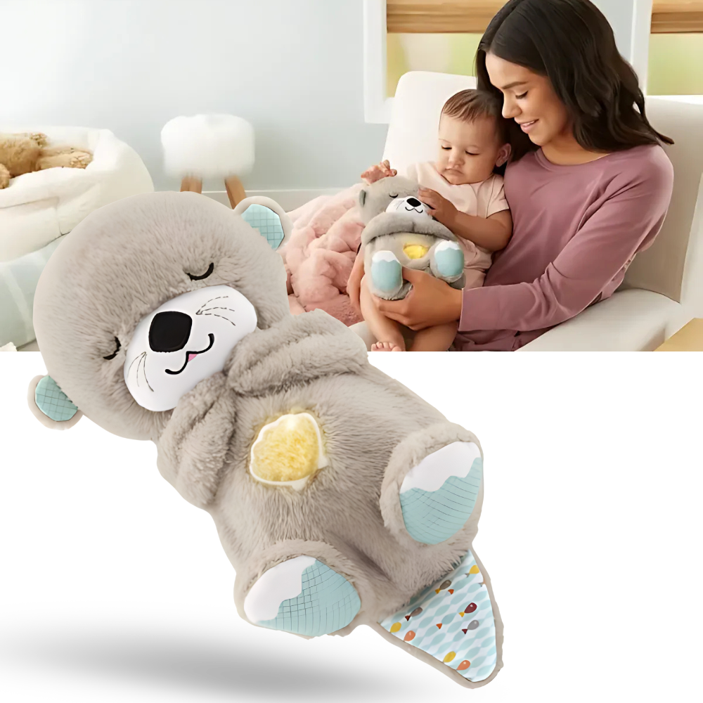 Peluche loutre à vibrations et sons doux, 30 cm, lavable