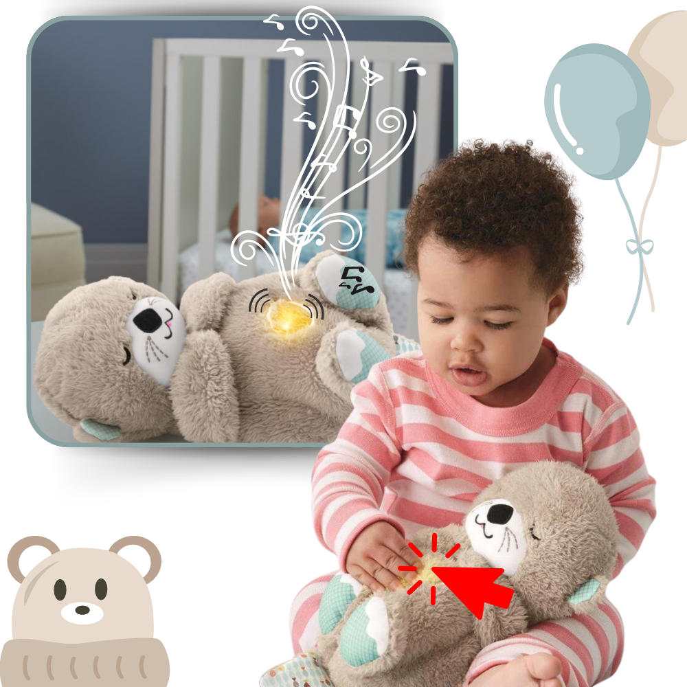 Peluche loutre à vibrations et sons doux, 30 cm, lavable