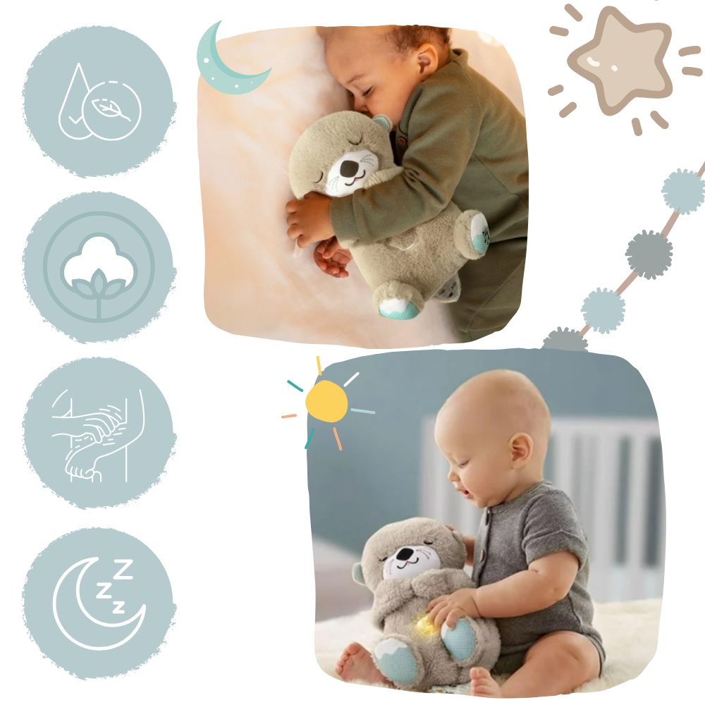 Peluche loutre à vibrations et sons doux, 30 cm, lavable