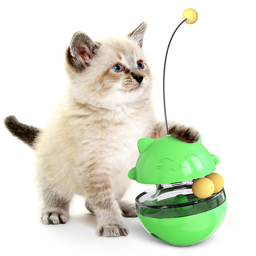 Jouet pour chat 3 en 1, à secouer et distributeur de friandises, vert